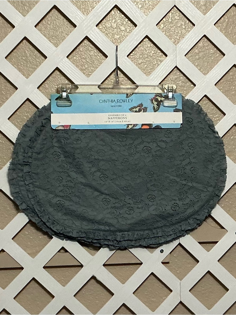 Cynthia Rowley Shabby Chic Blue Floral Lace Placemats. Set of 4